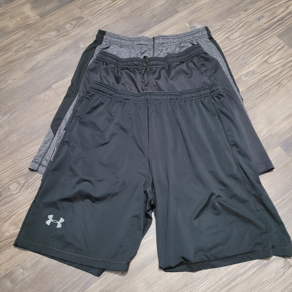 Under Armour Black and Gray Athletic Shorts Bundle Lot Size L/XL